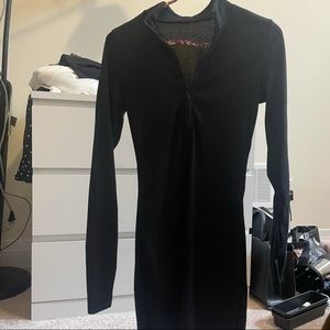 Black mock neck mini dress